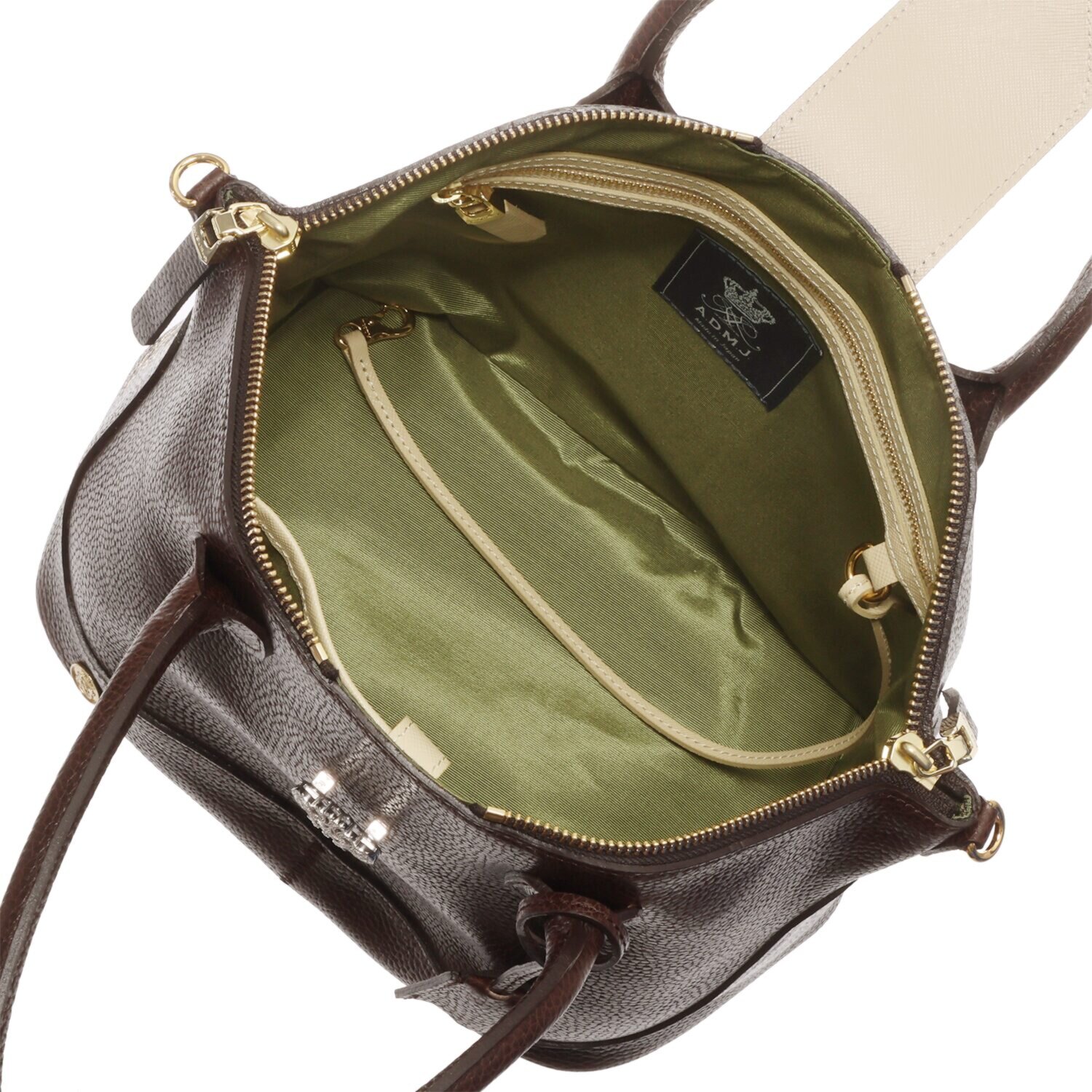 エーディーエムジェイ イタリアンレザー アールデコモティーフ ボストンバッグ