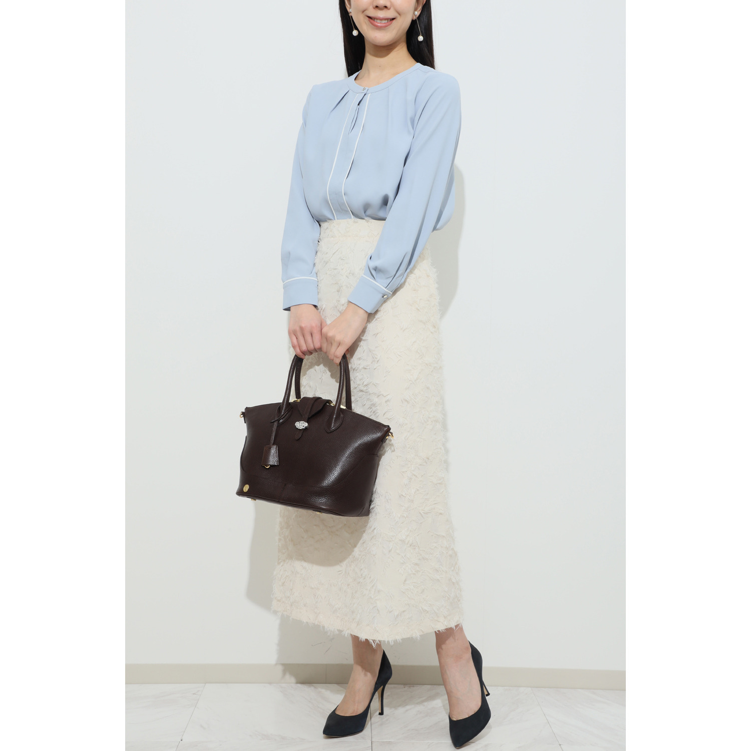 エーディーエムジェイ イタリアンレザー アールデコモティーフ ボストンバッグ