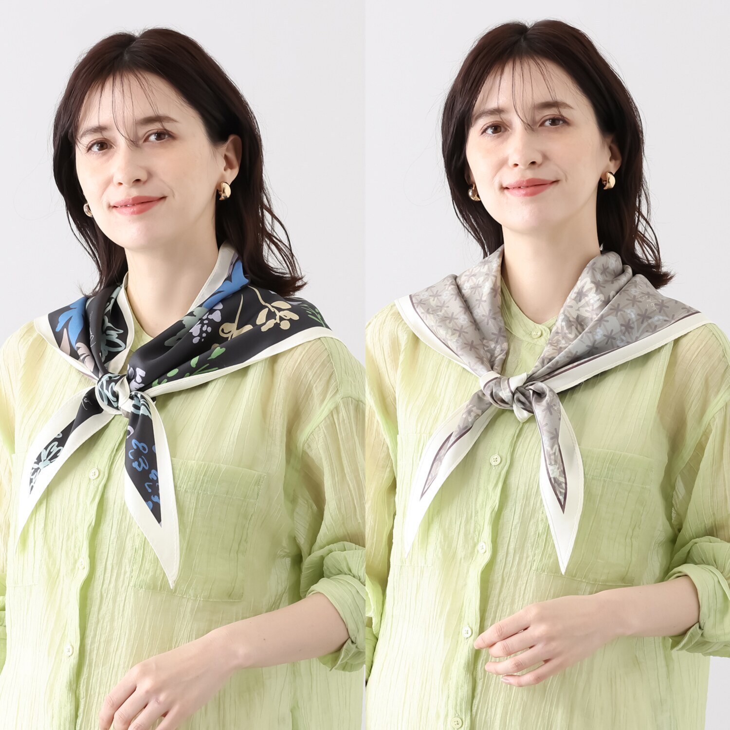 ミラ・ショーン シルク１００％ リバーシブル トライアングルスカーフ