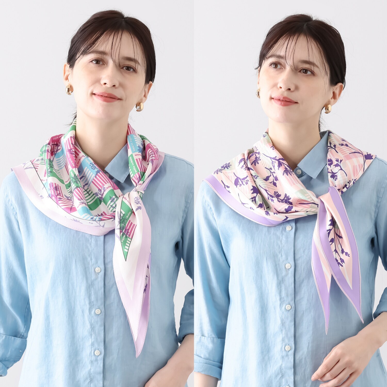 ミラ・ショーン シルク１００％ リバーシブル トライアングルスカーフ