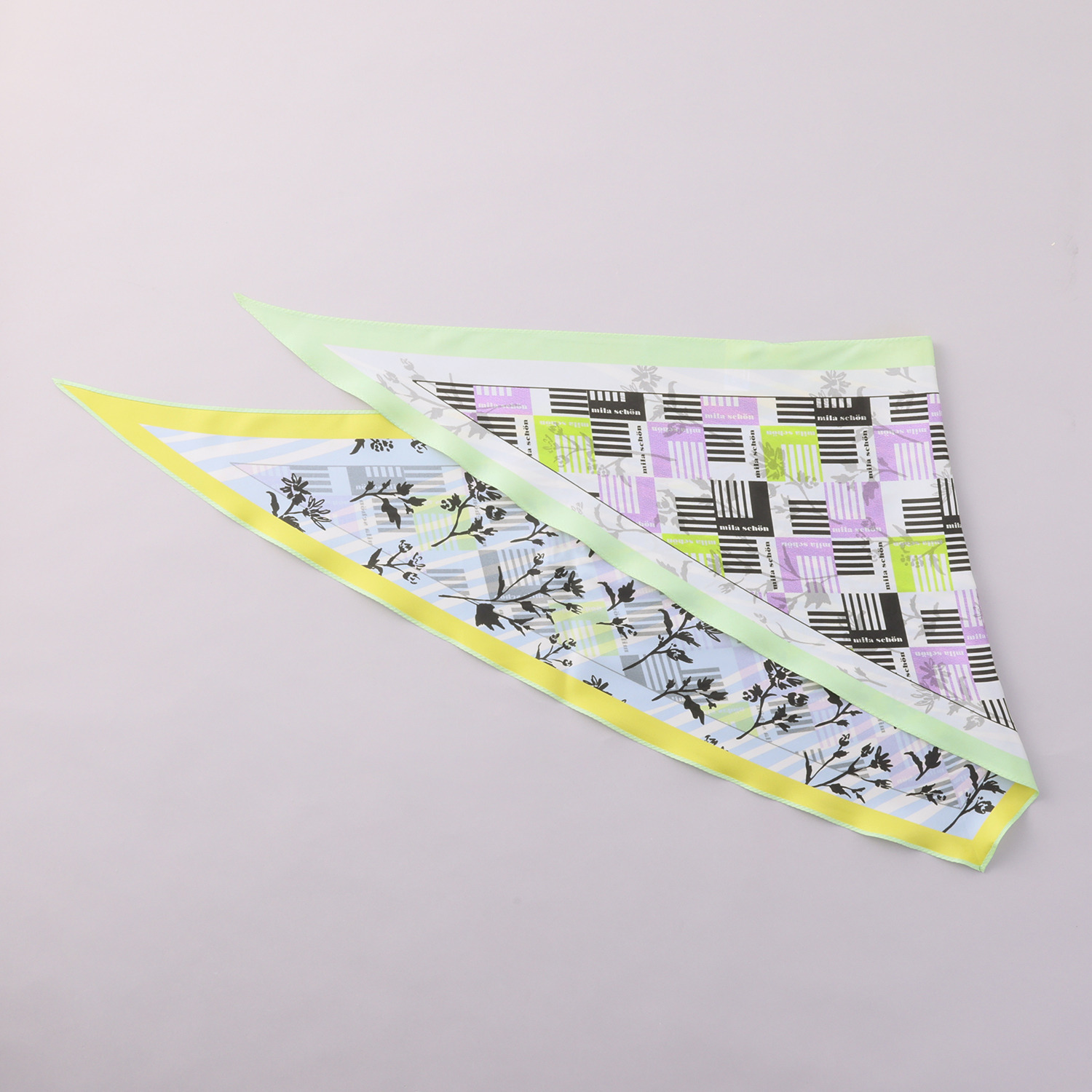 ミラ・ショーン シルク１００％ リバーシブル トライアングルスカーフ