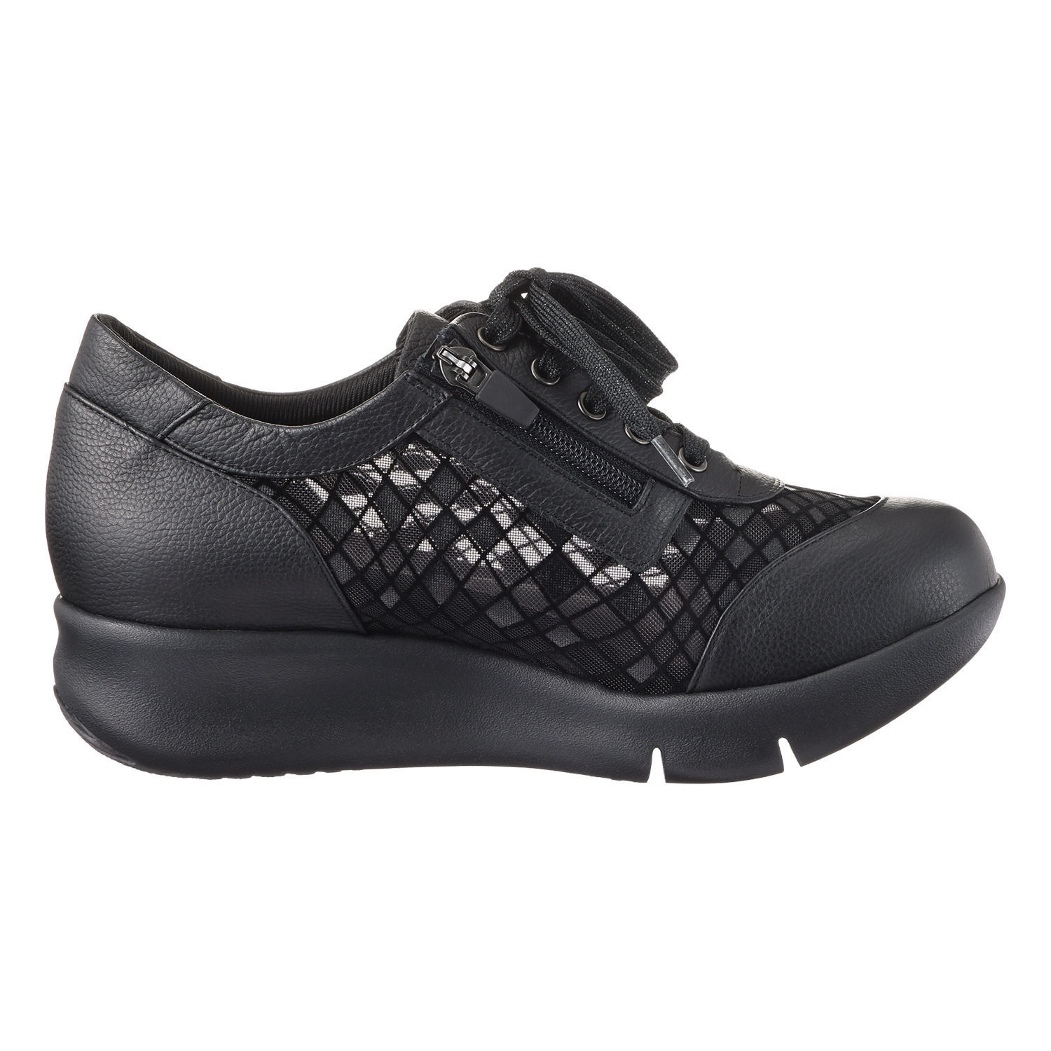 ミスキョウコ 日本製 牛革×チュール 厚底スニーカー