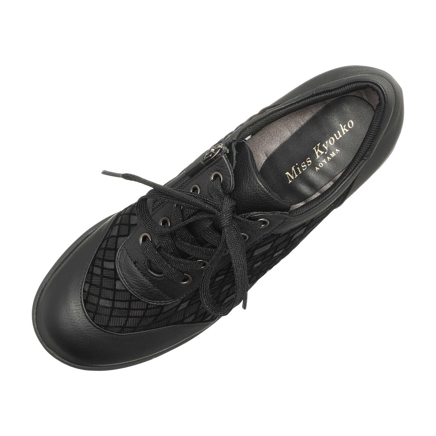 ミスキョウコ 日本製 牛革×チュール 厚底スニーカー