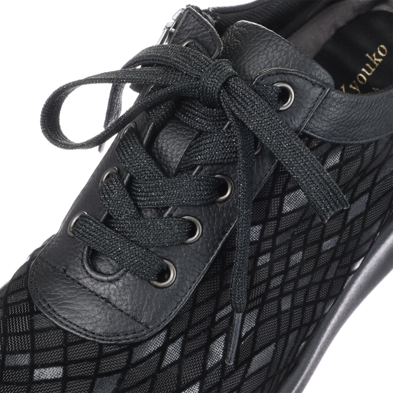 ミスキョウコ 日本製 牛革×チュール 厚底スニーカー