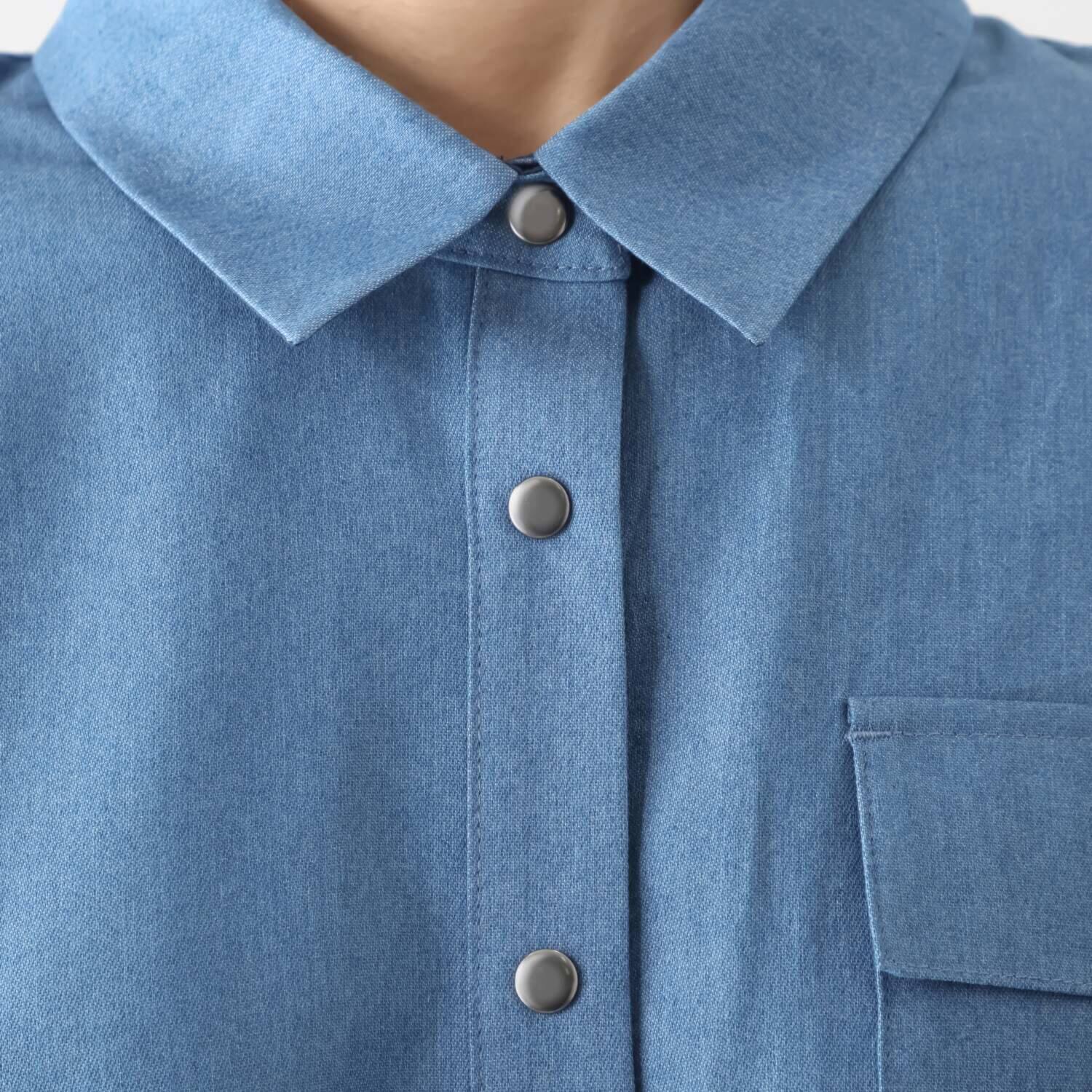 イクシーズ ロゴデザイン デニム オーバーシャツ