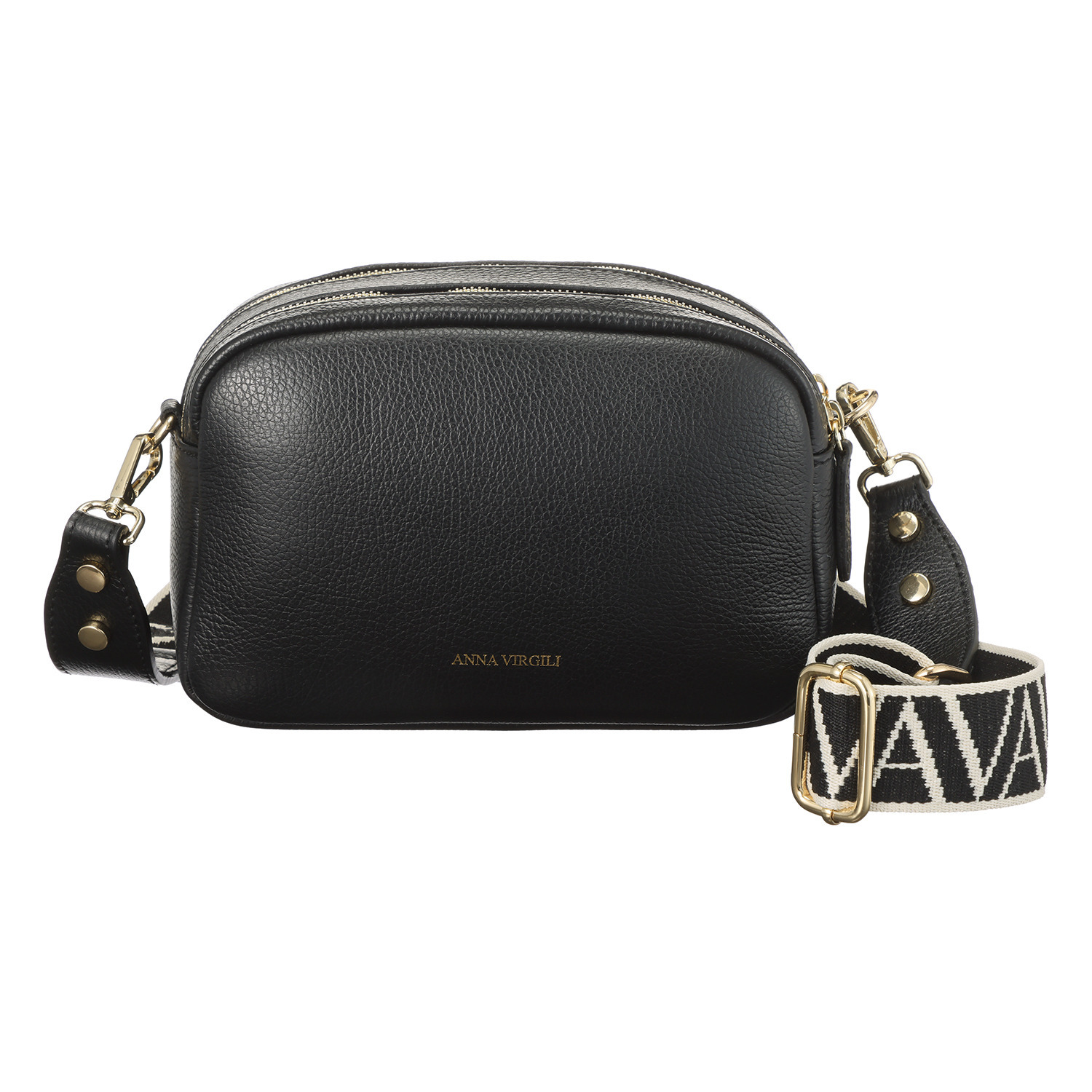 アンナヴィルジリ イタリア製 カーフシュリンク型押し ロゴショルダーバッグ “マチルダ”
