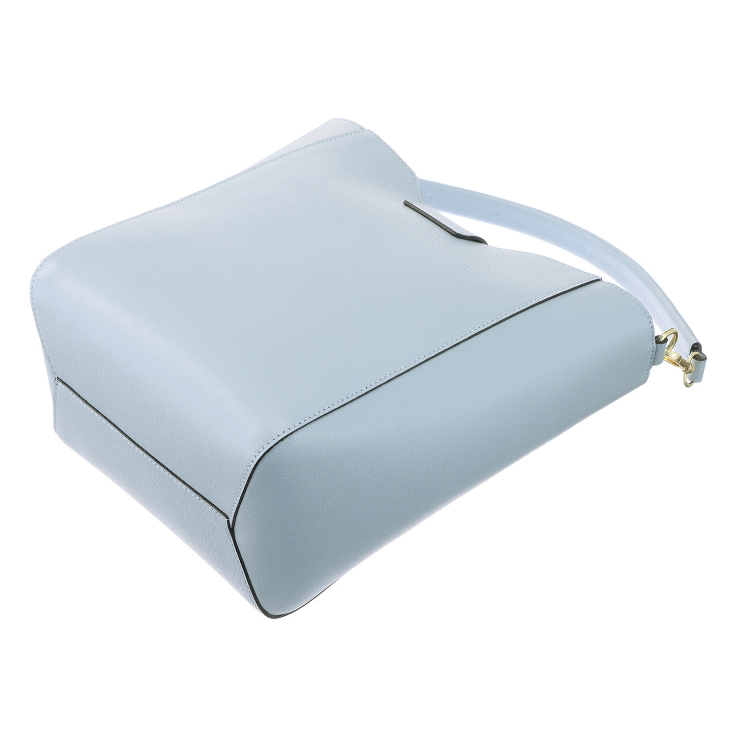 アンナヴィルジリ イタリア製 サフィアーノカーフレザー ロゴストラップ付 バケットバッグ “ヴァニア”