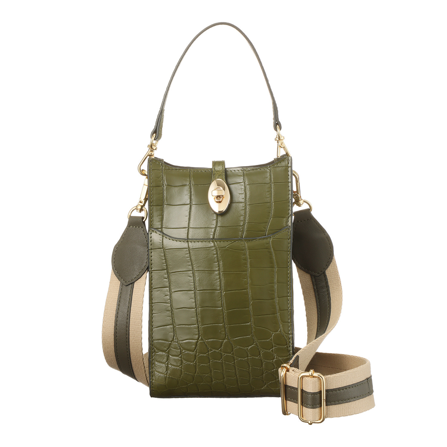 ペレリールッソ スペインタンナー セミシャイニング ソフトクロコダイル ミニショルダーバッグ