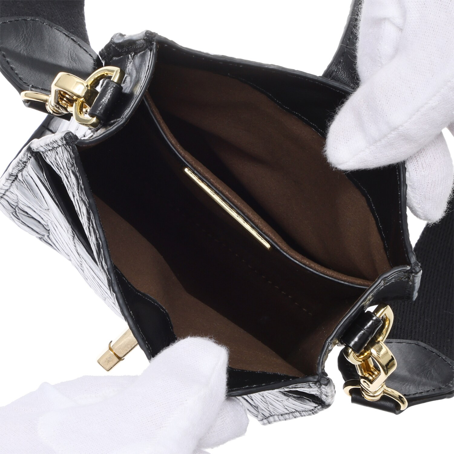 ペレリールッソ スペインタンナー セミシャイニング ソフトクロコダイル ミニショルダーバッグ