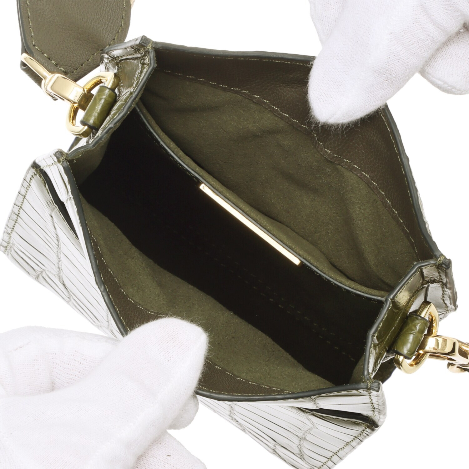 ペレリールッソ スペインタンナー セミシャイニング ソフトクロコダイル ミニショルダーバッグ