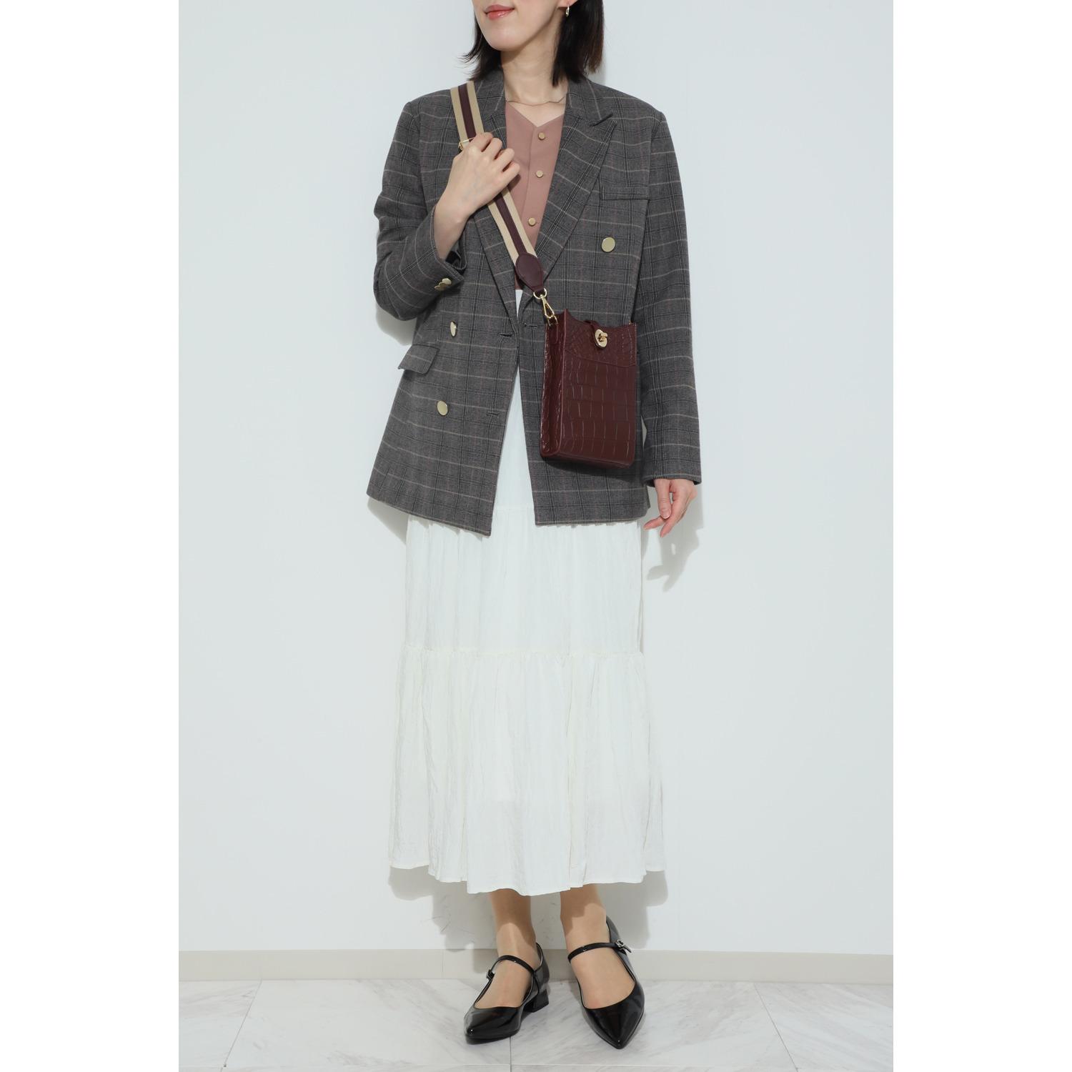 ペレリールッソ スペインタンナー セミシャイニング ソフトクロコダイル ミニショルダーバッグ