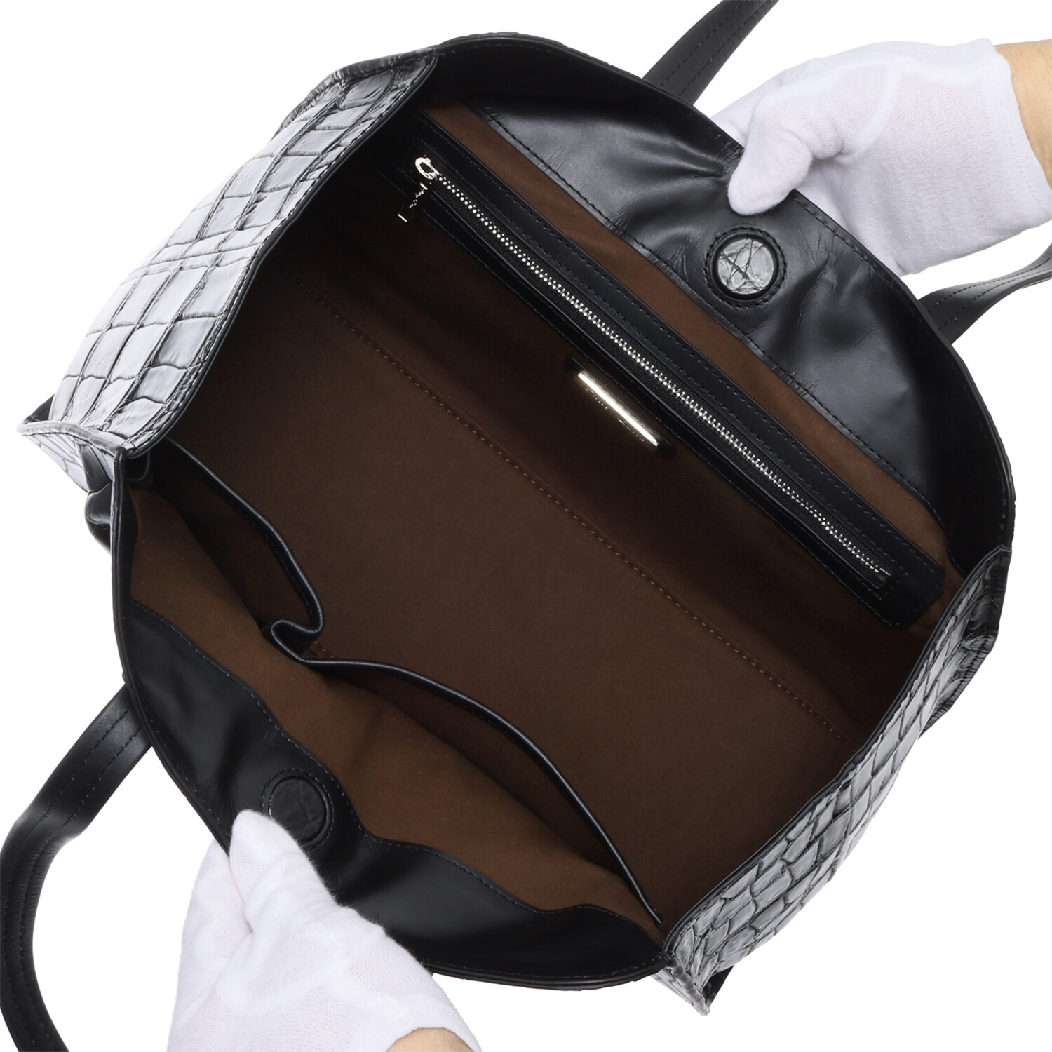 ペレリールッソ スペインタンナー セミシャイニング ソフトクロコダイル トートバッグ