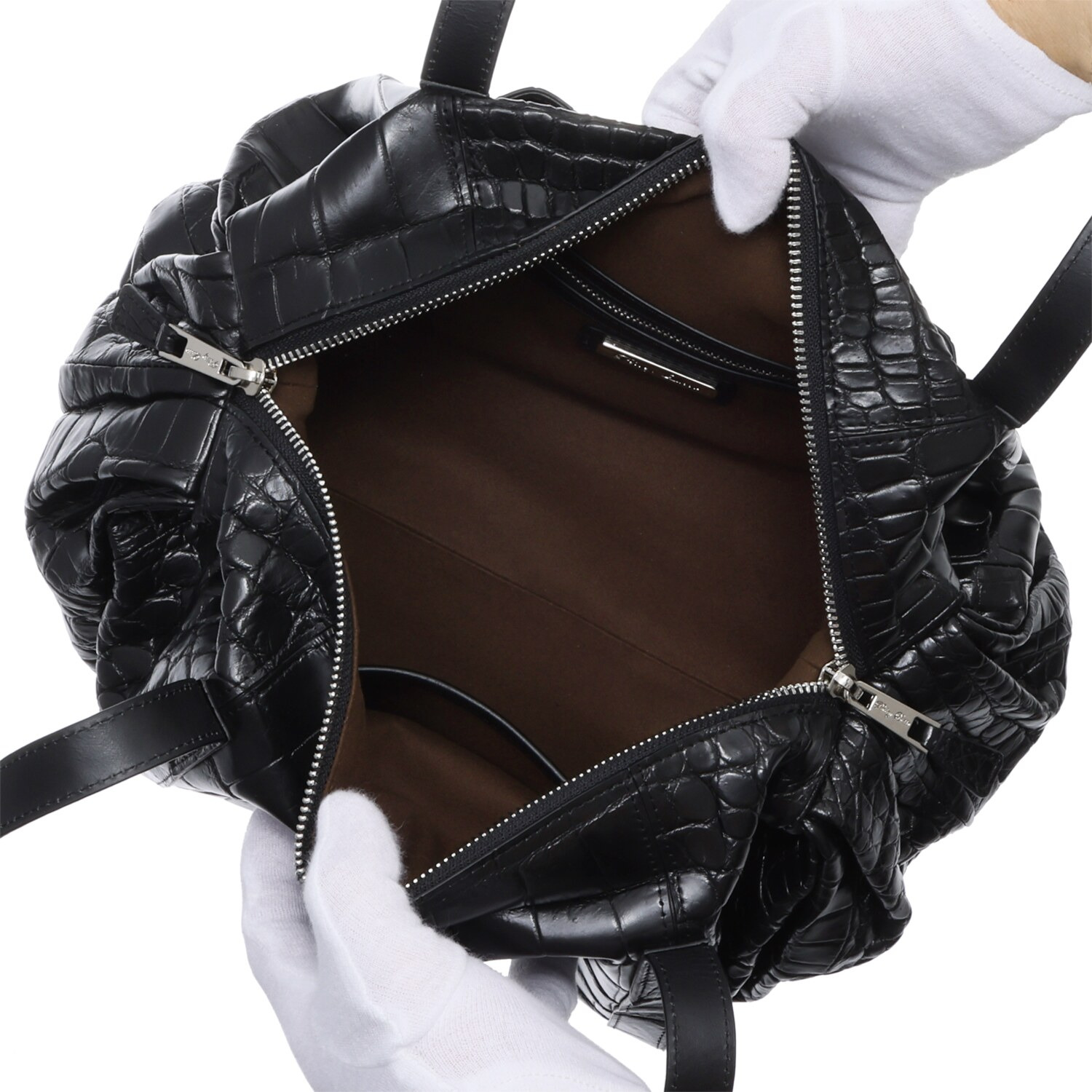 ペレリールッソ スペインタンナー セミシャイニング ソフトクロコダイル ボストンバッグ