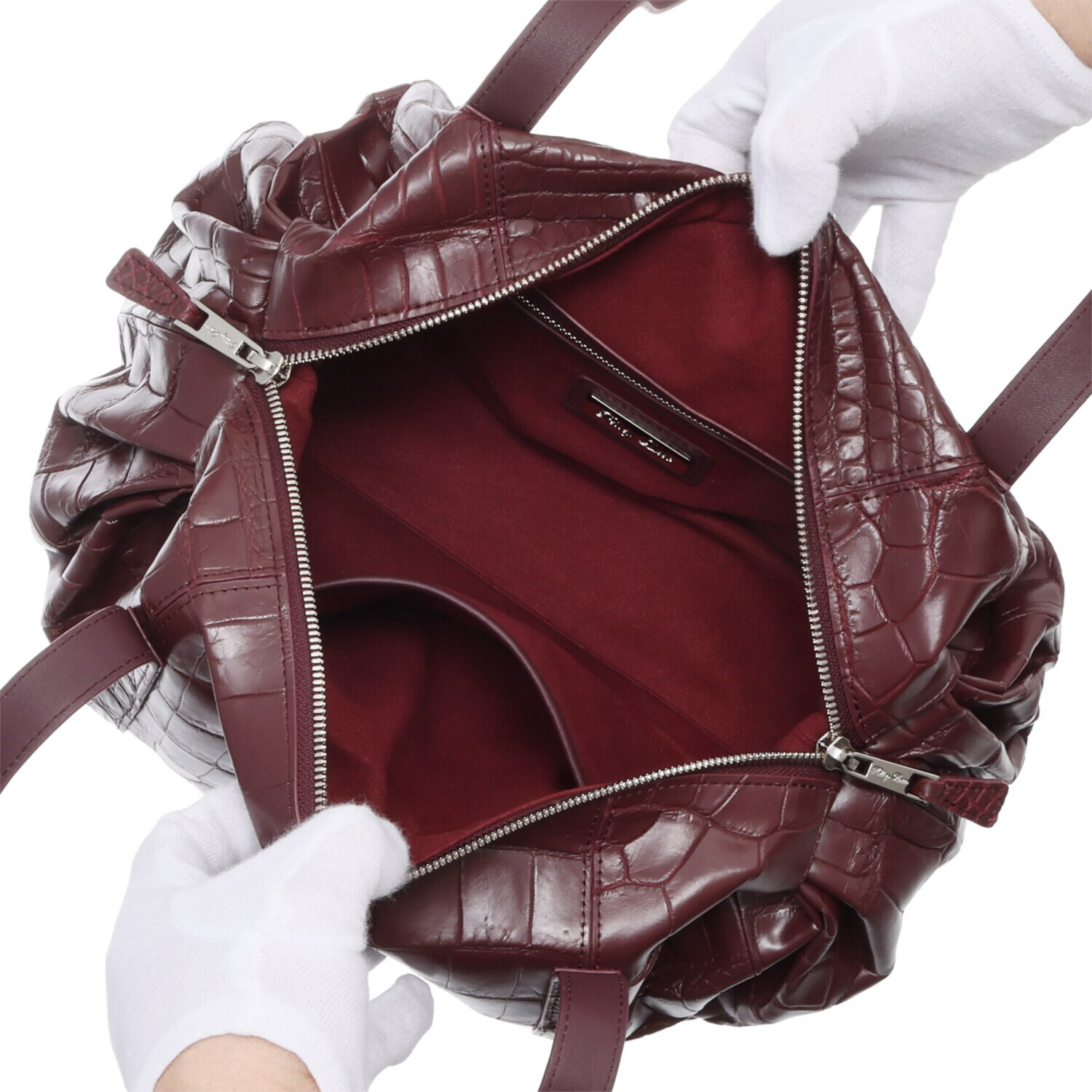 ペレリールッソ スペインタンナー セミシャイニング ソフトクロコダイル ボストンバッグ