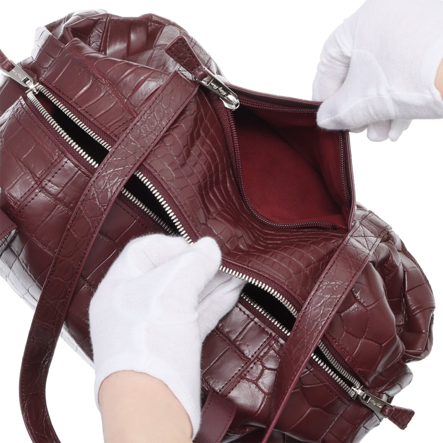 ペレリールッソ スペインタンナー セミシャイニング ソフトクロコダイル ボストンバッグ