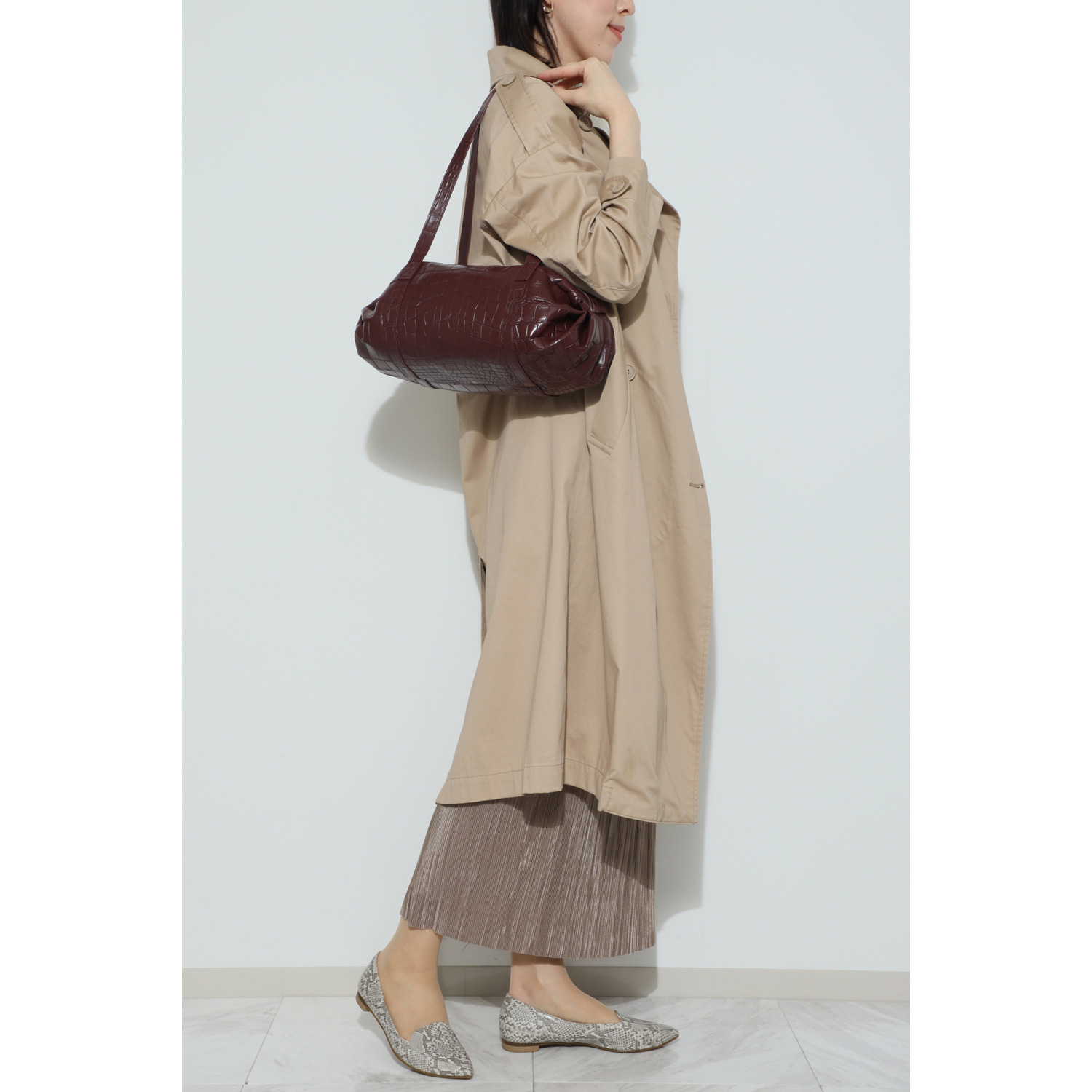 ペレリールッソ スペインタンナー セミシャイニング ソフトクロコダイル ボストンバッグ