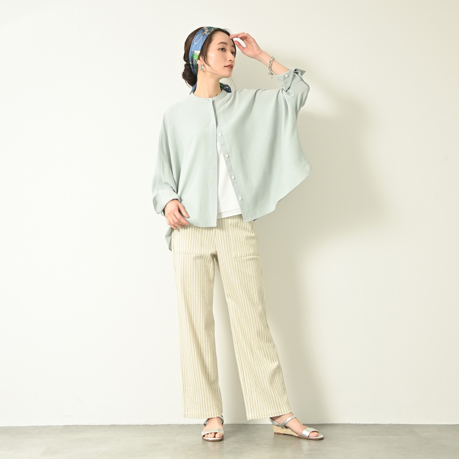 ＢＯＵＮＣＹ　ＢＯＮＤ バーズアイ ハンサムリラックス スタンドネックシャツ