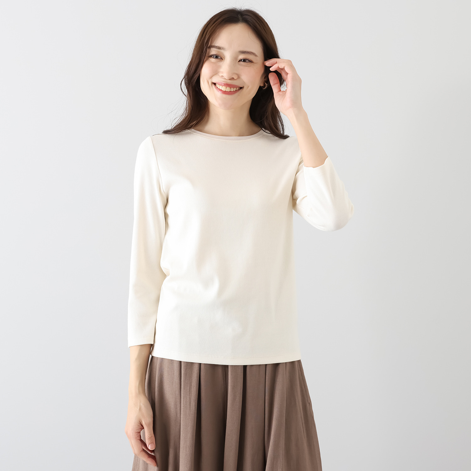 ＢＯＵＮＣＹ　ＢＯＮＤ ふわふわなめらか コットン混フライス 美人デコルテ プルオーバー