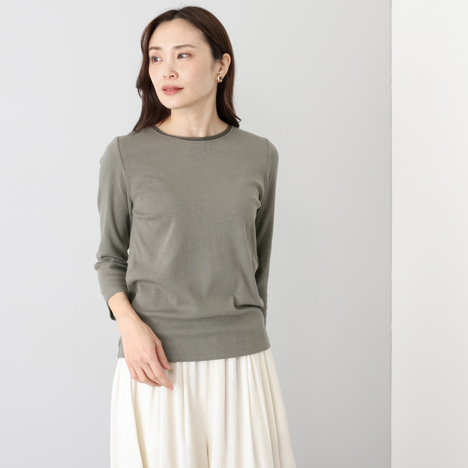 ＢＯＵＮＣＹ　ＢＯＮＤ ふわふわなめらか コットン混フライス 美人デコルテ プルオーバー