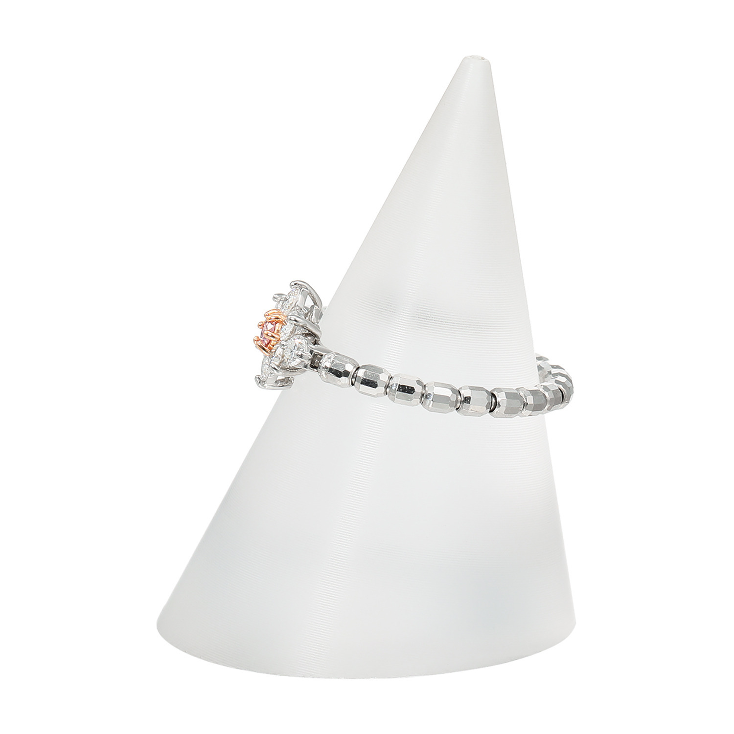 ディーラリエ プラチナ９５０ ファンシーインテンス パープリッシュピンク ダイヤモンド フラワーデザイン ディーエラスティック リング＜鑑定書付＞