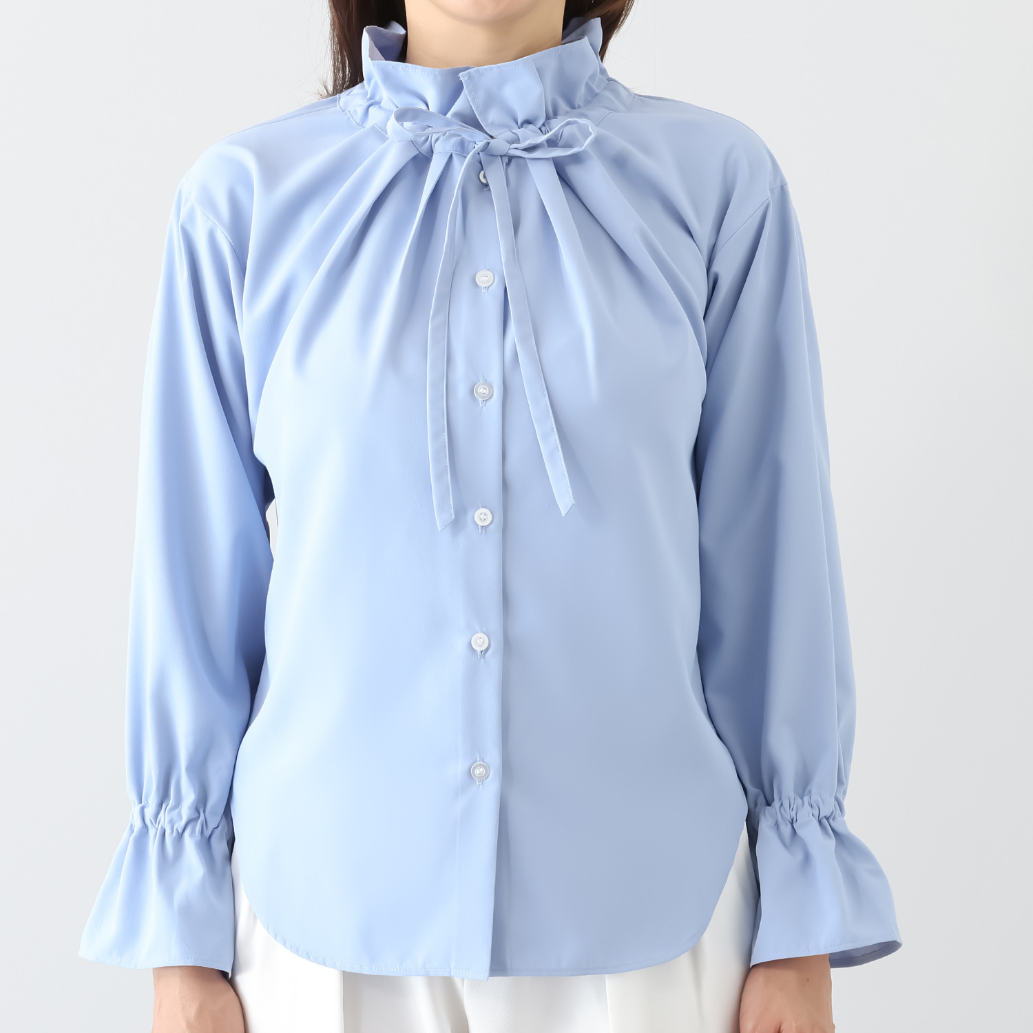 ボン・ブリコラージュ バイ　レイコ・ホウセンジ これ一枚できれいにキマる 大人の女性の フリルカラーブラウス