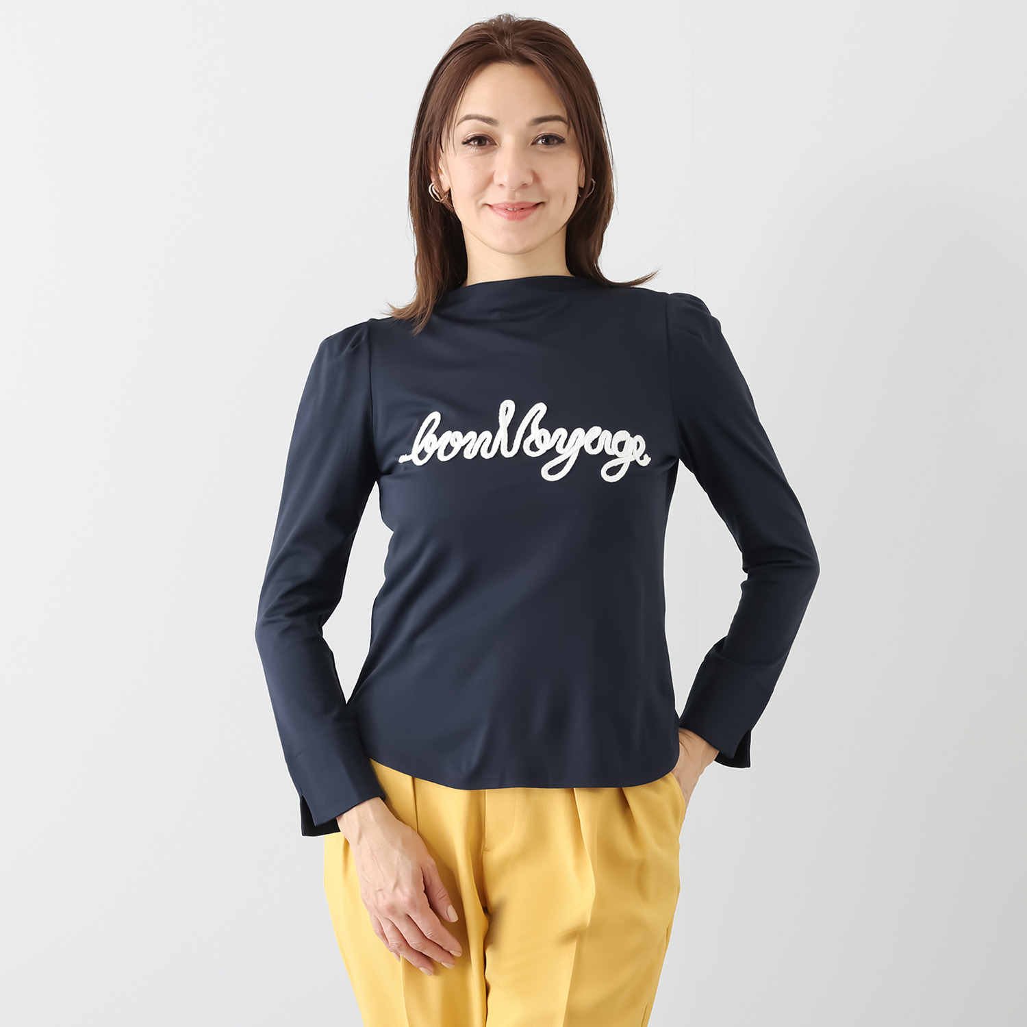 ボン・ブリコラージュ バイ　レイコ・ホウセンジ マリン調の エレガントカジュアルに！ コード刺しゅうもかわいい ボートネックプルオーバー