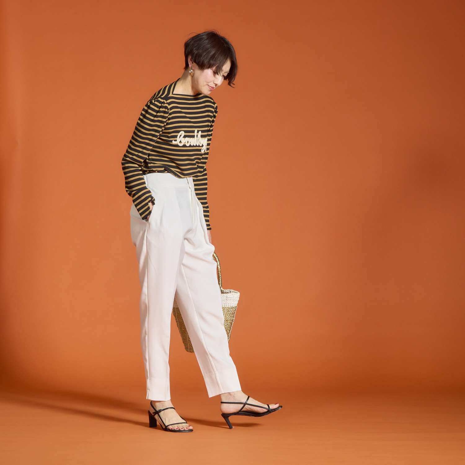 ボン・ブリコラージュ バイ　レイコ・ホウセンジ マリン調の エレガントカジュアルに！ コード刺しゅうもかわいい ボートネックプルオーバー