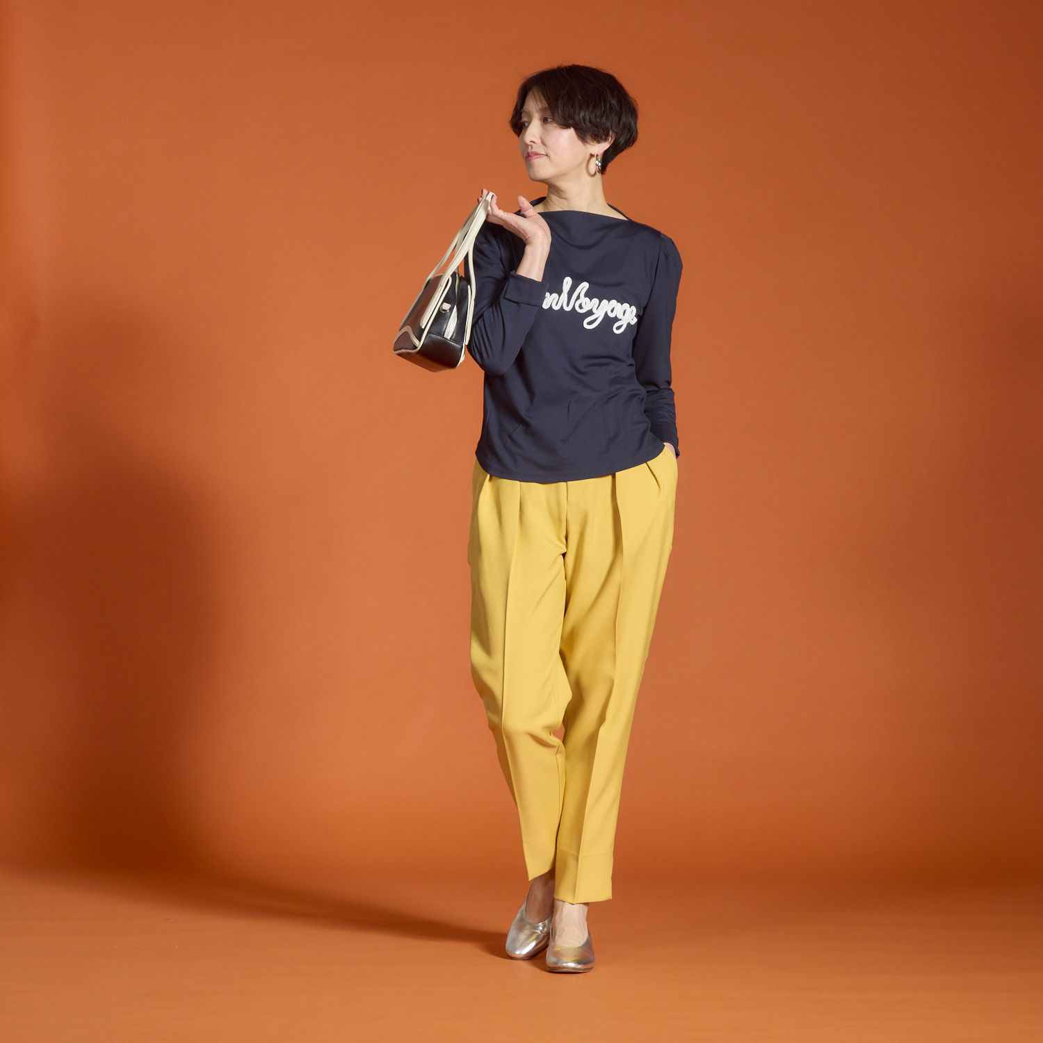 ボン・ブリコラージュ バイ　レイコ・ホウセンジ マリン調の エレガントカジュアルに！ コード刺しゅうもかわいい ボートネックプルオーバー