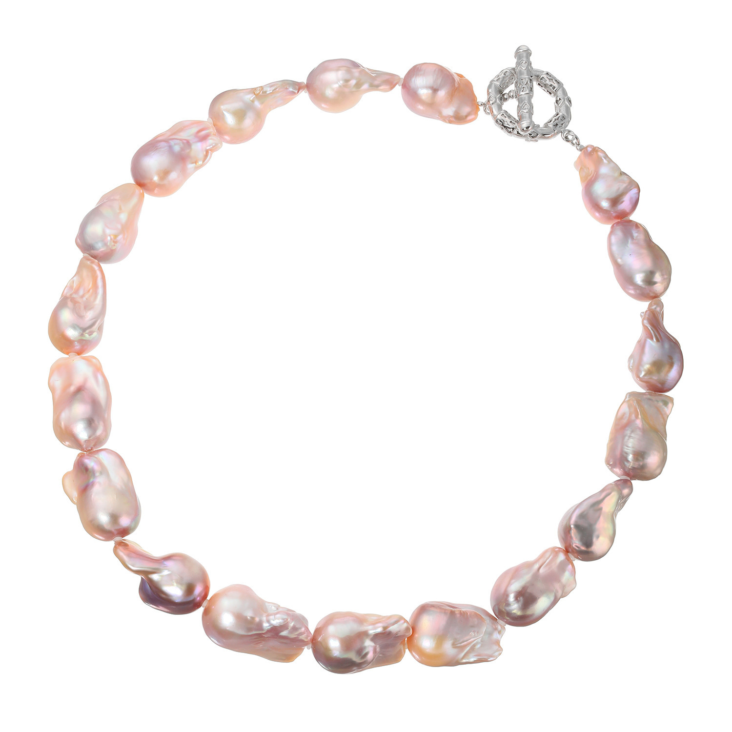 大粒淡水バロックパール＆ ステンレスチェーン ネックレス２本セット