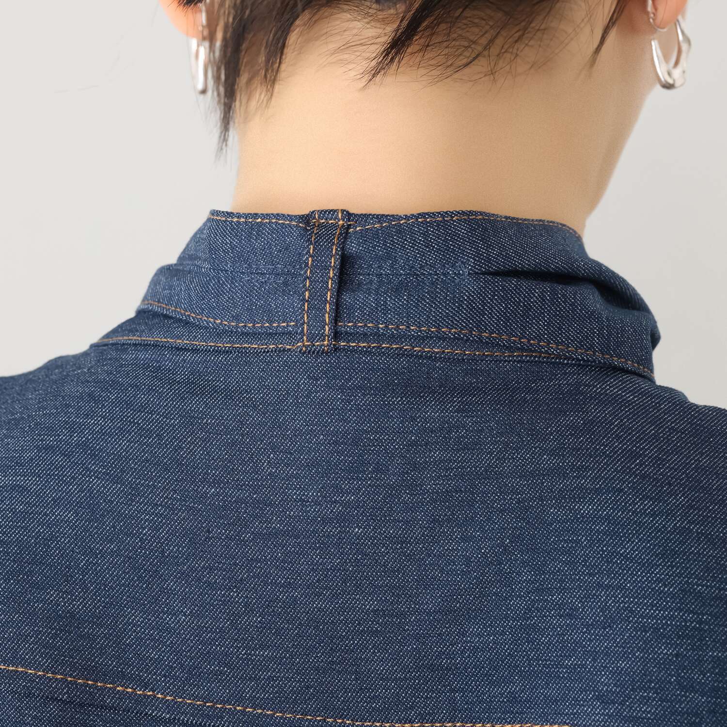 ブルーコレクション ボウタイで印象チェンジ デニム調 プルオーバーブラウス