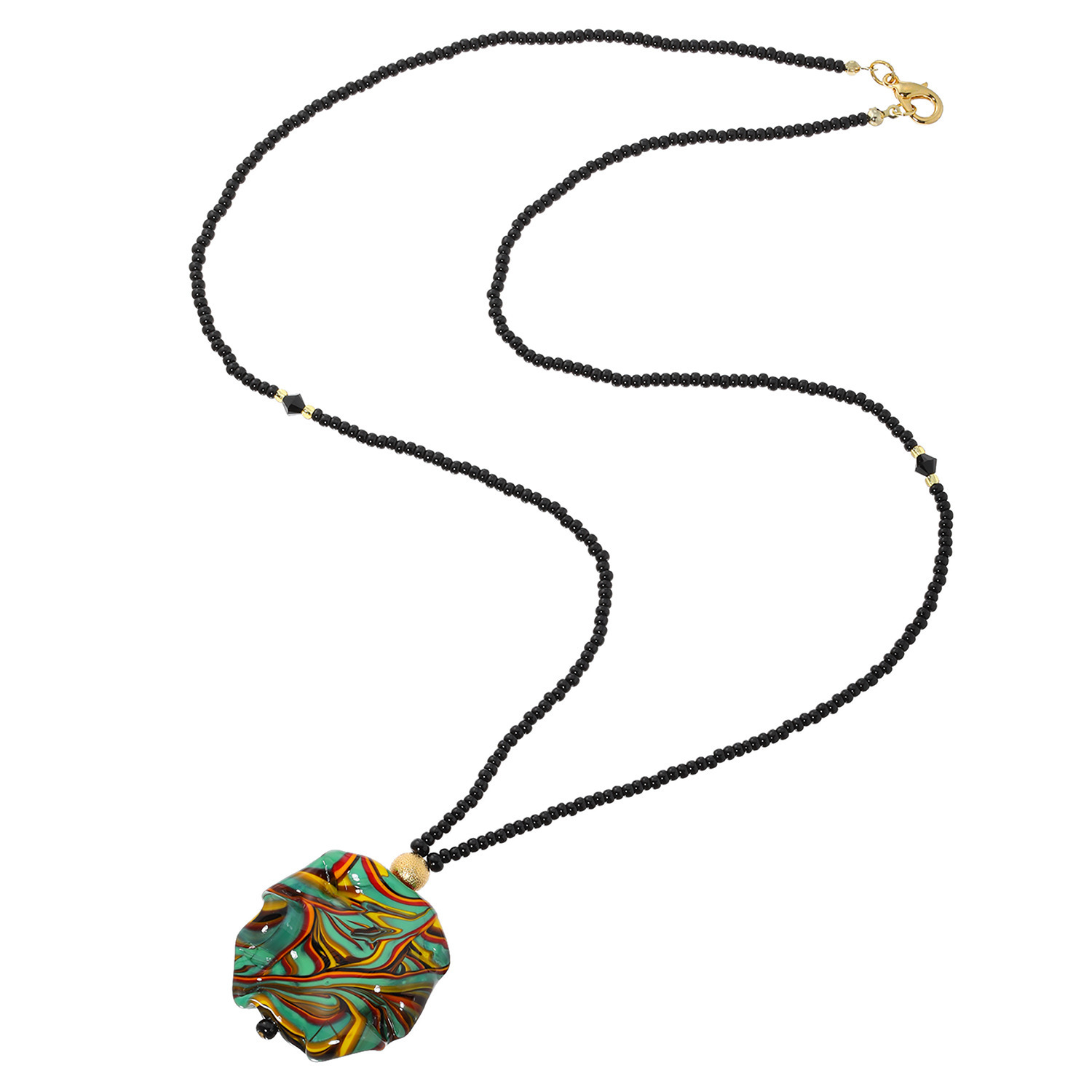 ラグーナ ベネチアンガラス マルチカラー ロングネックレス