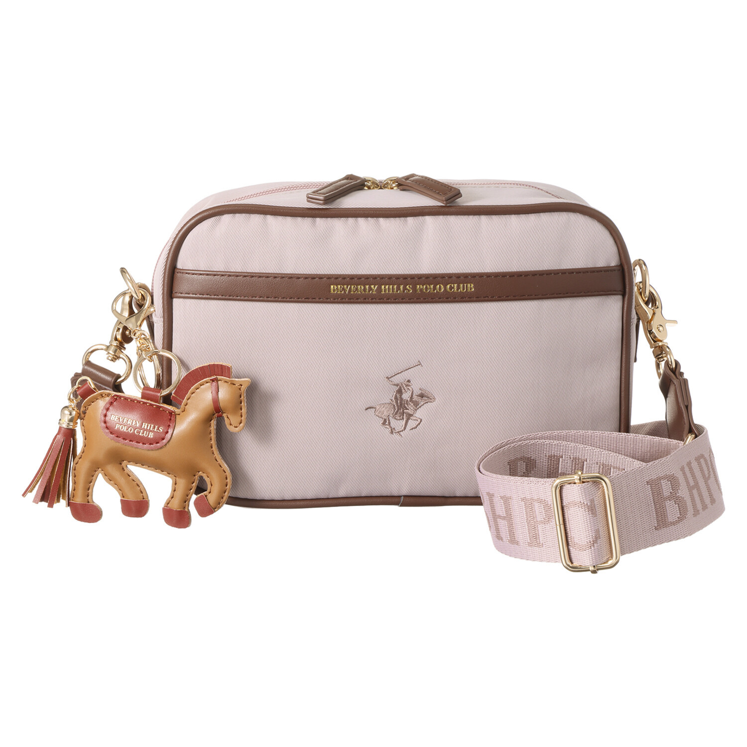 ビバリーヒルズ ポロクラブ ホースチャーム付 外出にちょうど良い 軽量ショルダーバッグ