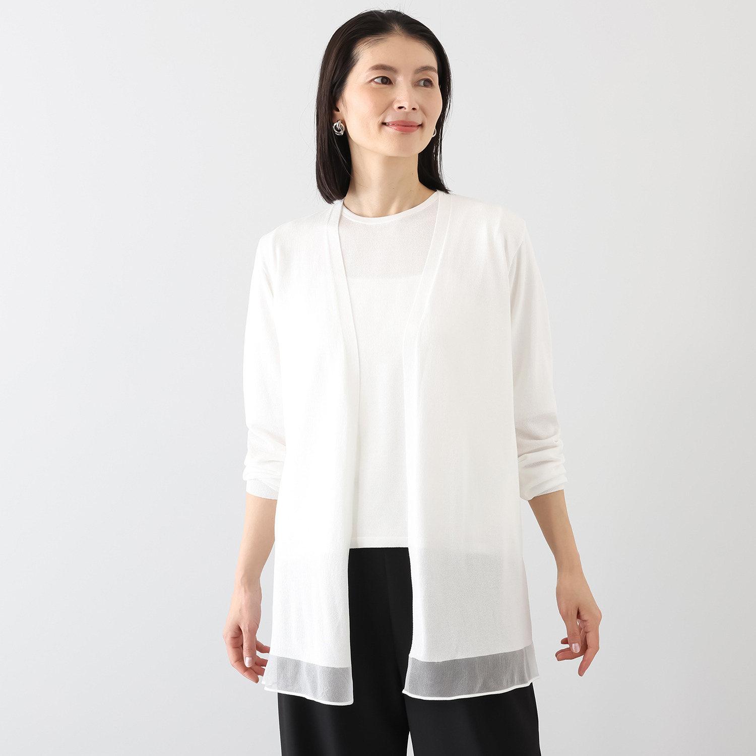 フーア シアーアクセント ニットカーディガン