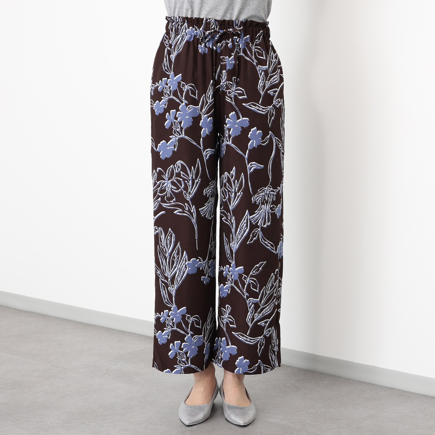 フーア ボタニカル柄 プリント イージーパンツ