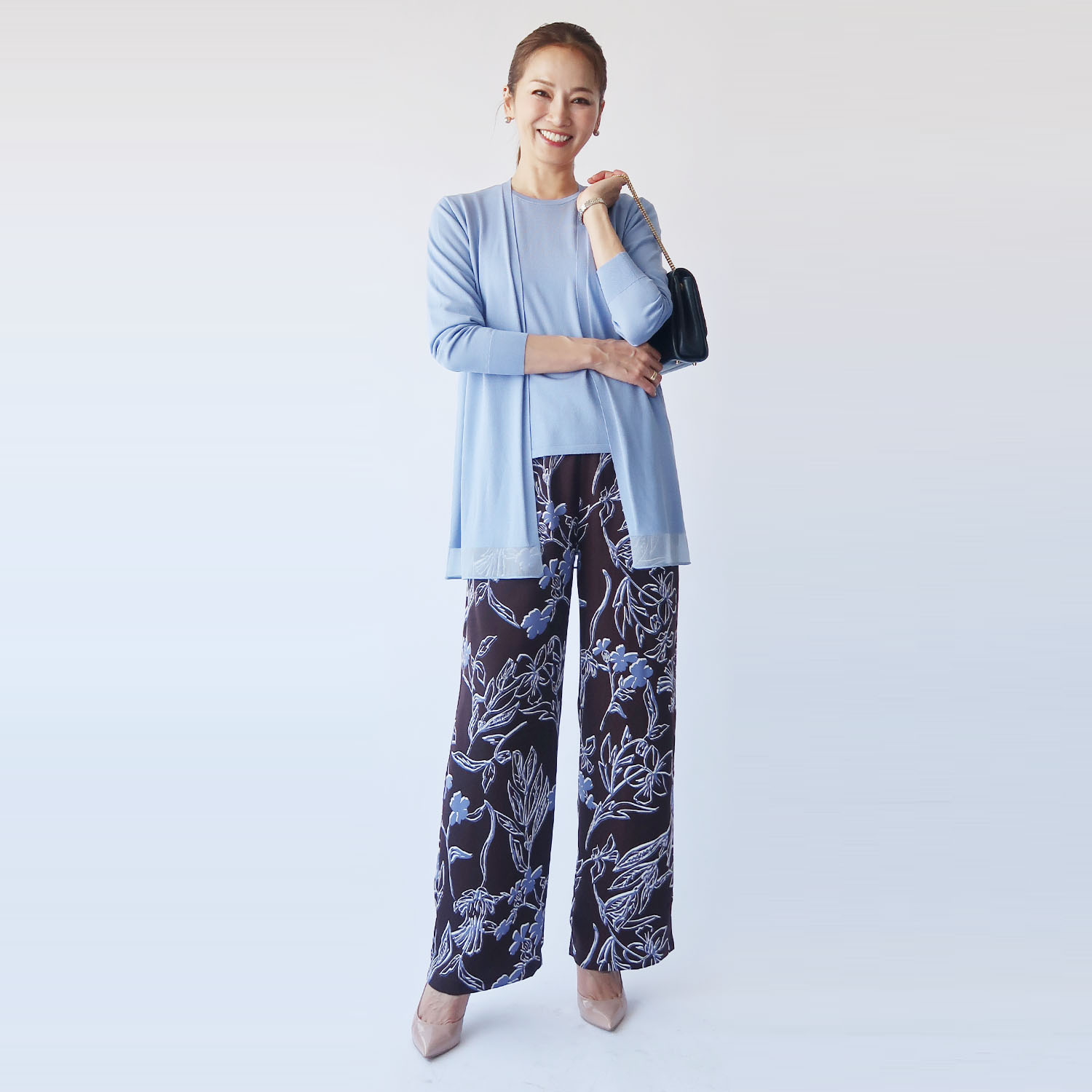 フーア ボタニカル柄 プリント イージーパンツ