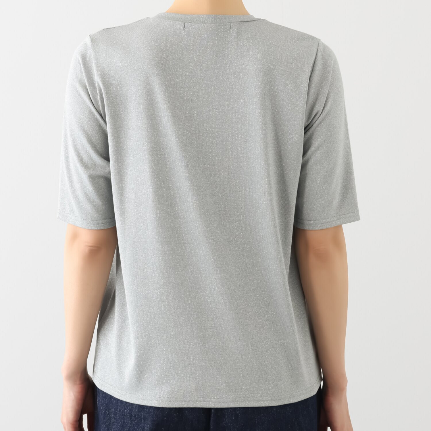 ネクストリー 五分袖 ラメカットソー プルオーバー