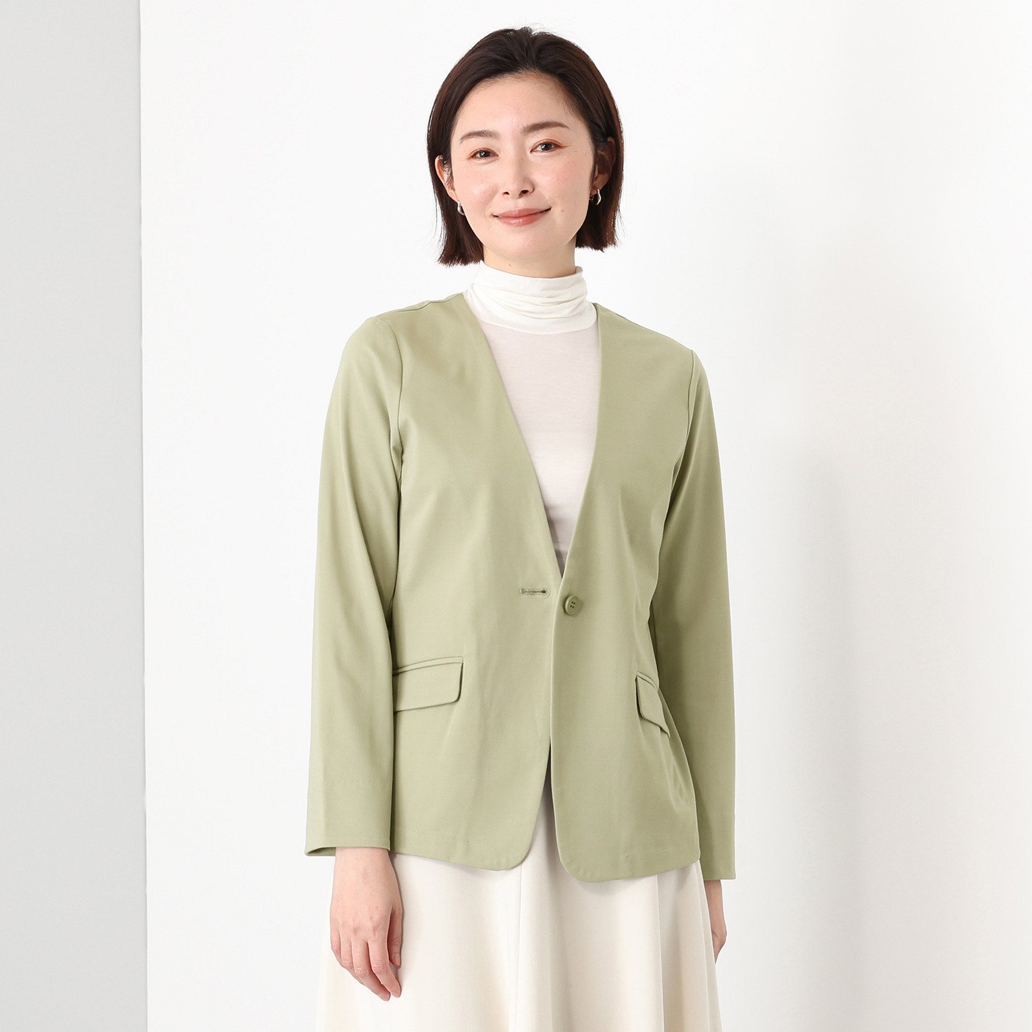 アンリック　オー　ブルー ハイゲージジャージー スタイリッシュ ノーカラージャケット