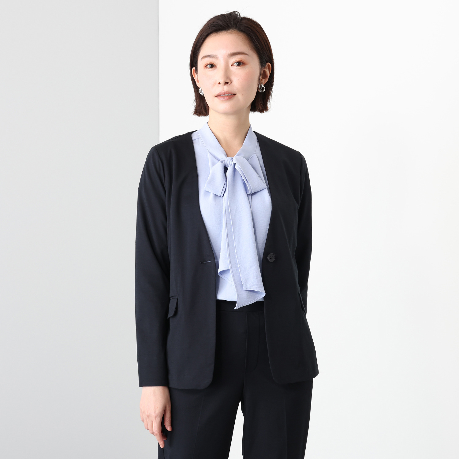 アンリック　オー　ブルー ハイゲージジャージー スタイリッシュ ノーカラージャケット