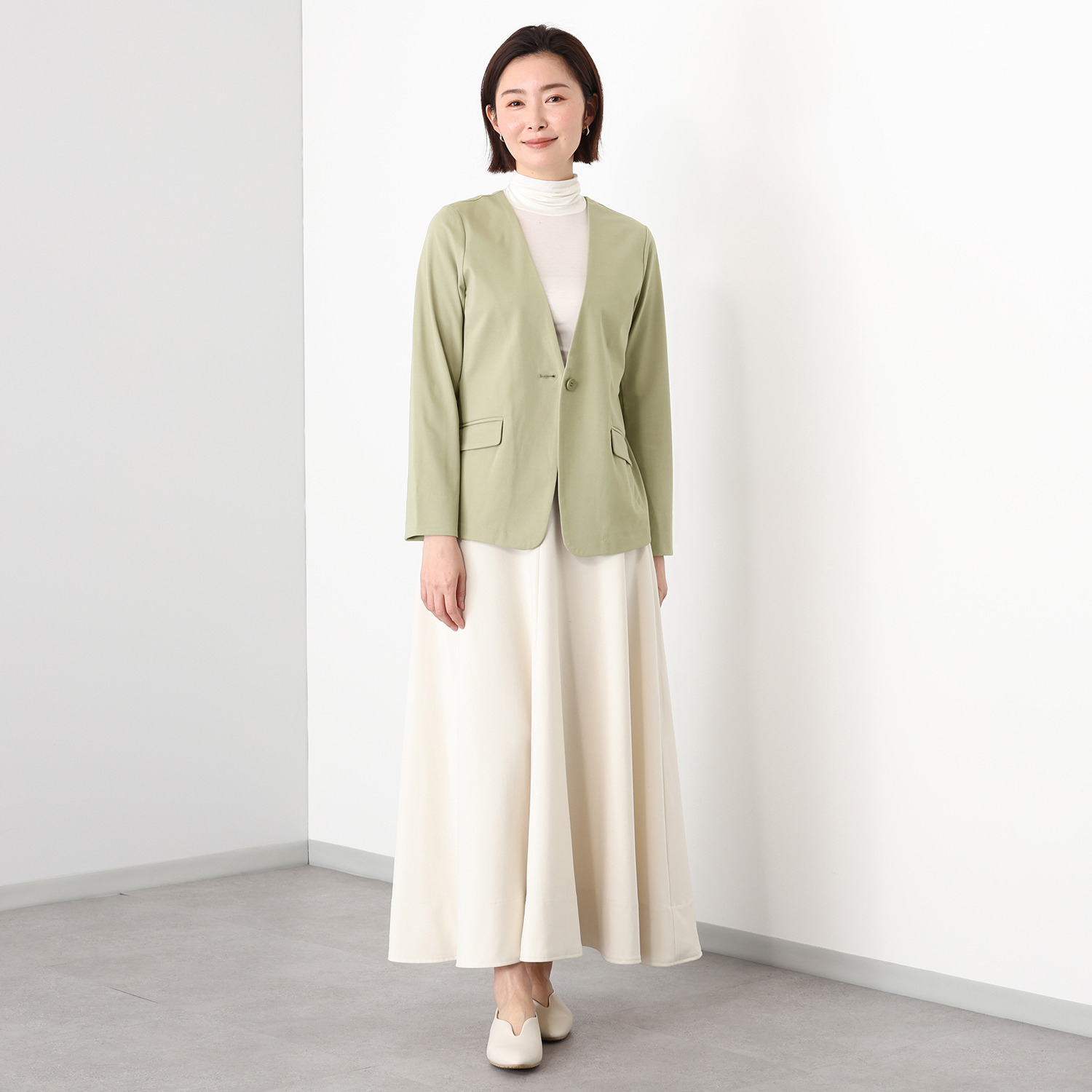 アンリック　オー　ブルー ハイゲージジャージー スタイリッシュ ノーカラージャケット