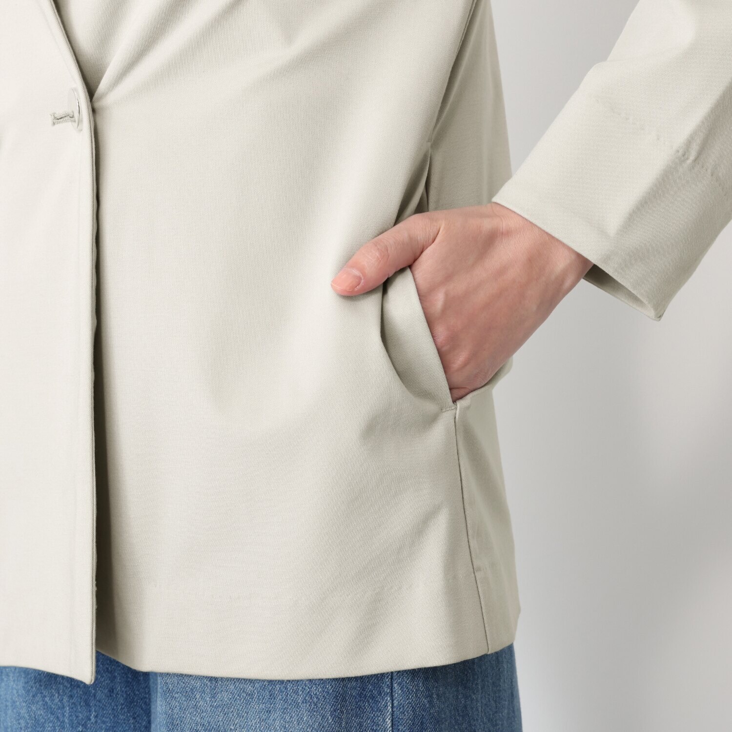 アンリック　オー　ブルー ハイゲージジャージー ノーカラー ダブルジャケット