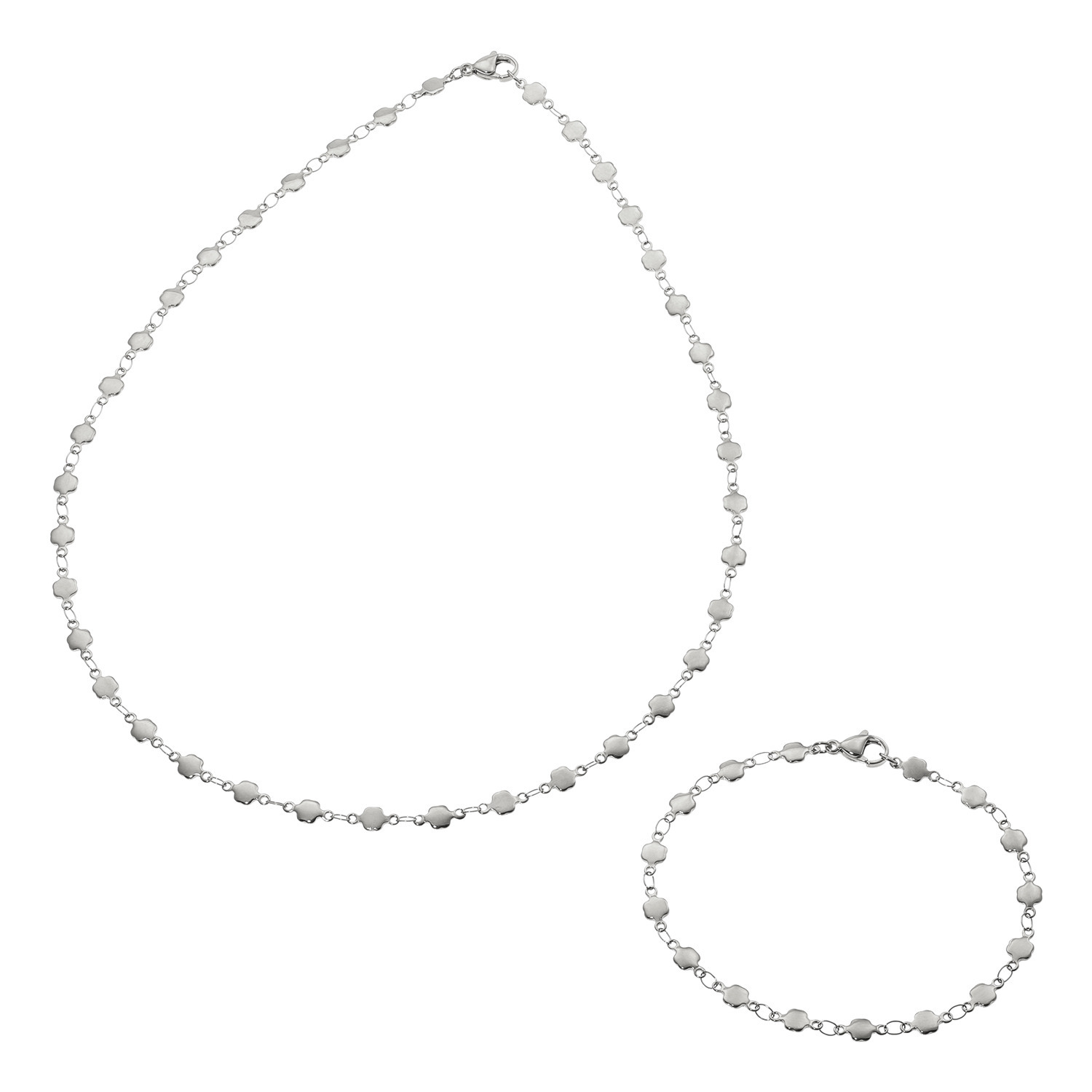 エービーステン ステンレス デザインチェーン ネックレス＆ ブレスレットセット