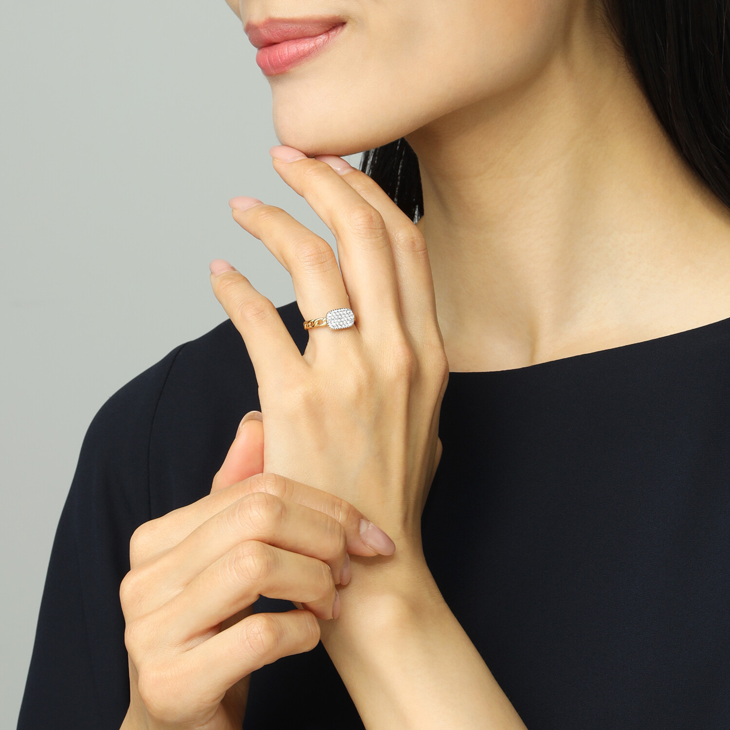 エービーステン ステンレス ビジュウ チェーンデザイン スクエアパヴェリング