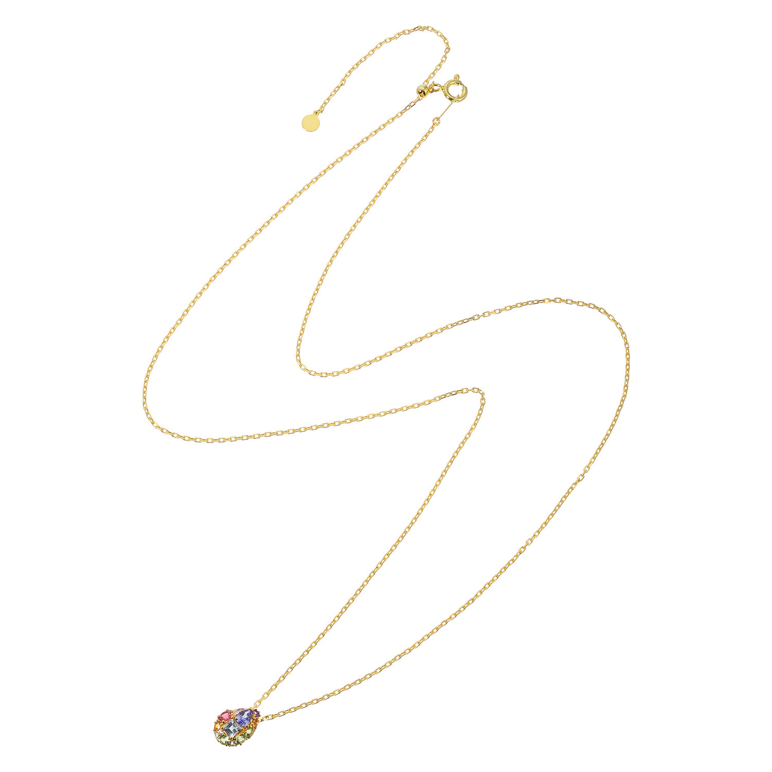 プロピアーナ シルバー セブンカラーマルチジェム アミュレット ロングパヴェネックレス