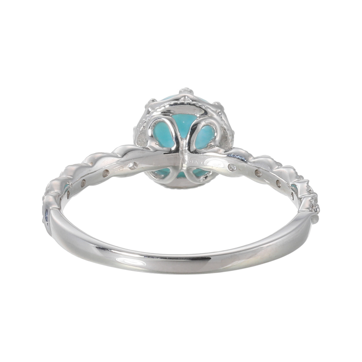 プロピアーナ シルバー ラリマール＆ＣＺ ミルククラウン ミル打ち風デザインリング