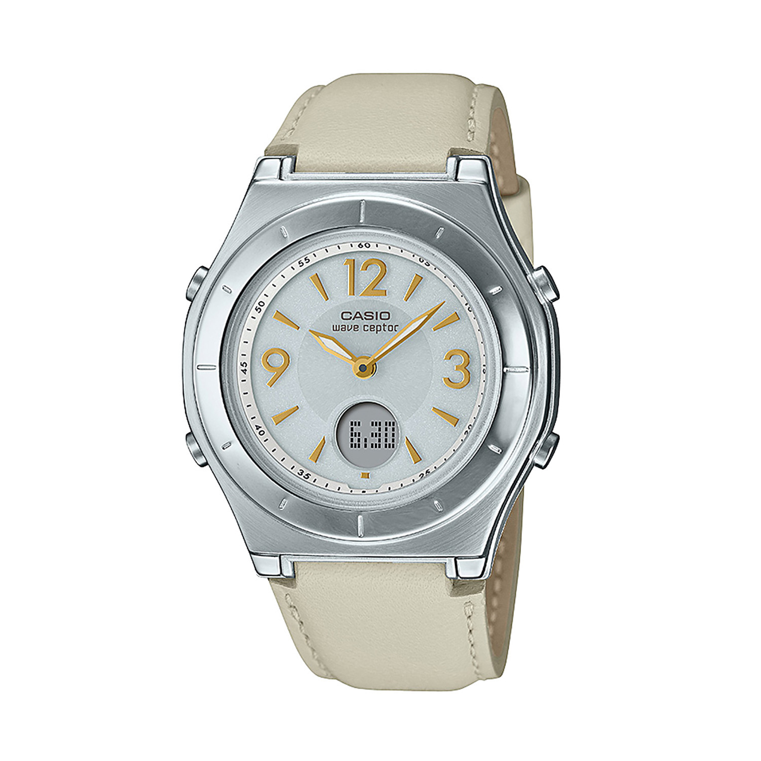カシオ レディース 電波ソーラー腕時計 “ウェーブセプター” ＜本革バンド＞ ＬＷＡ−Ｍ１４５Ｌ