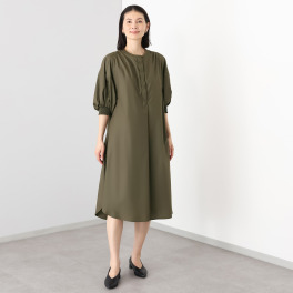 スタイル・ラヴィー シャーリングアクセント バンドカラー カットソーワンピース