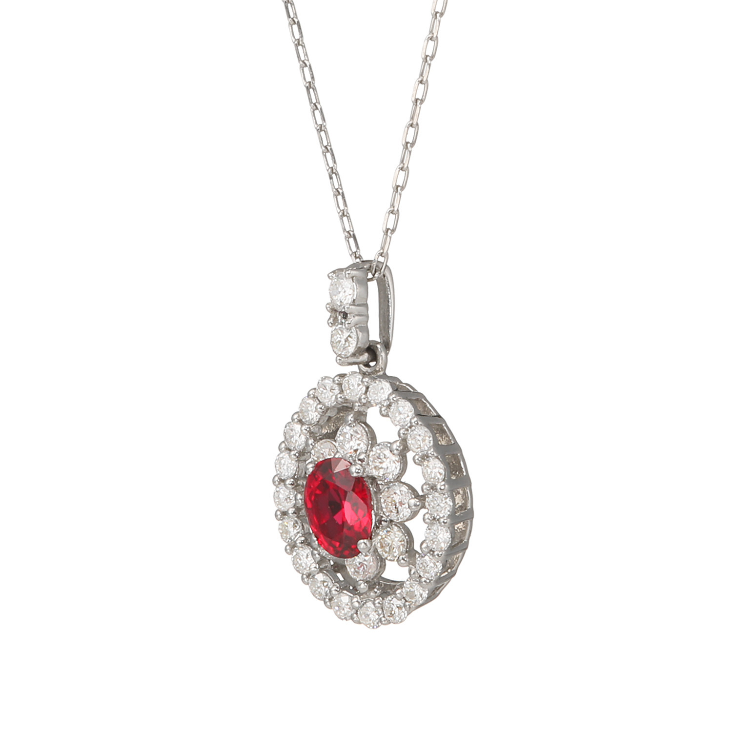 サープライズ プラチナ９５０＆８５０ ルビー＆ ダイヤモンド フレームペンダント