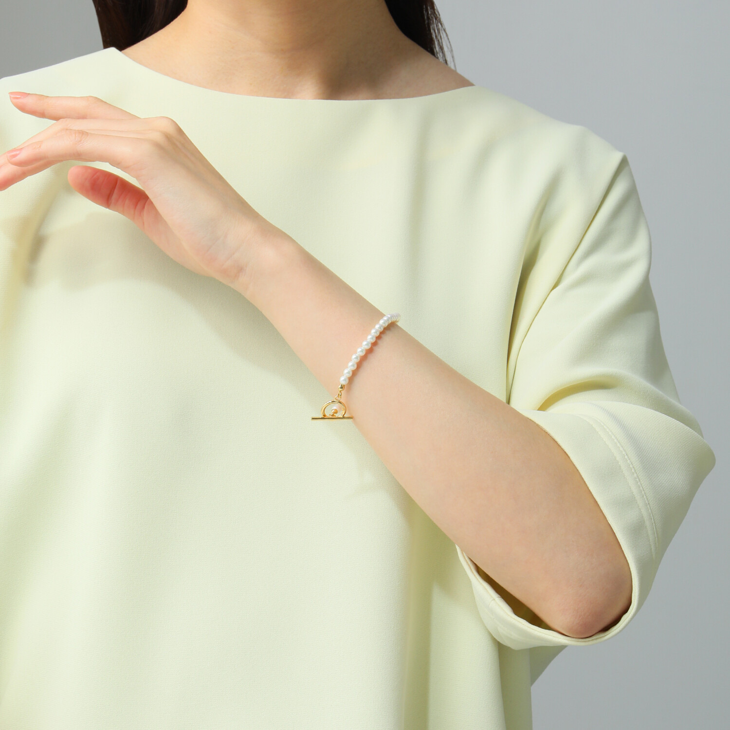 プレミアムパール 泉州の職人技 ベビー貝パール トグル＆バーデザイン ブレスレット