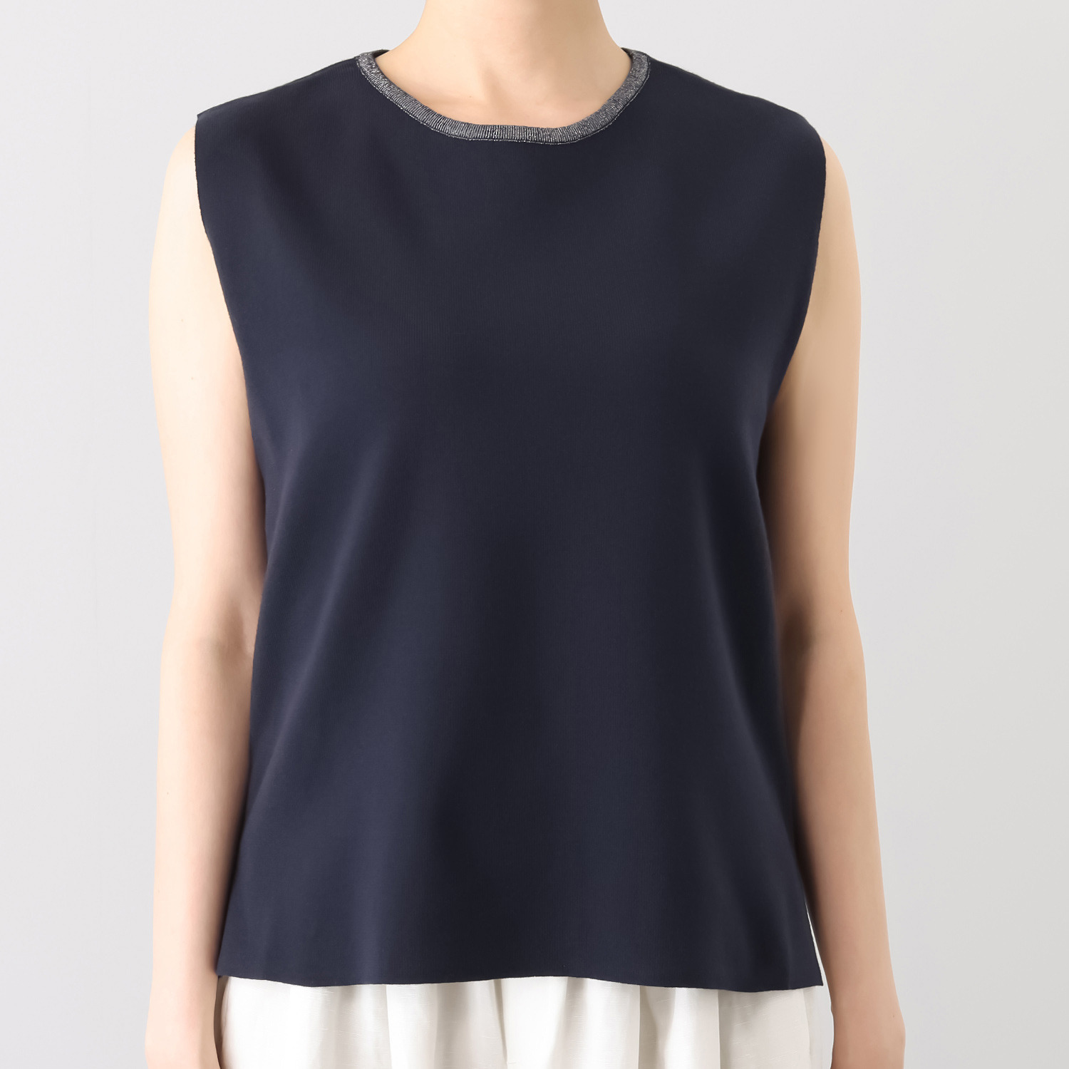 ナチュラルバイクリップ ちらっと首にラメ 二の腕をきれいに魅せる イージーケア 旅行に万能 ニットプルオーバー