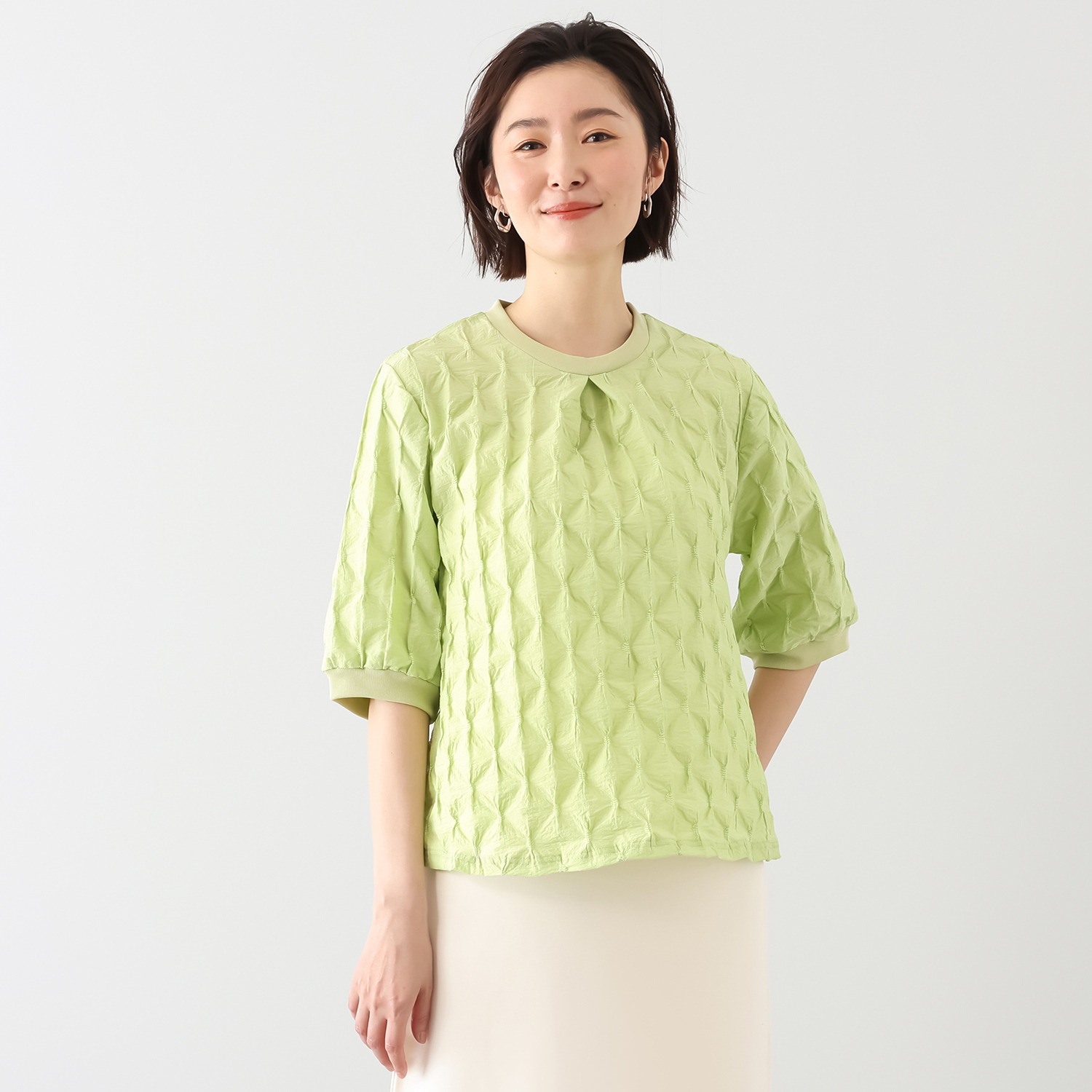 コイビトミサキ 立体シャーリング調 プルオーバーブラウス
